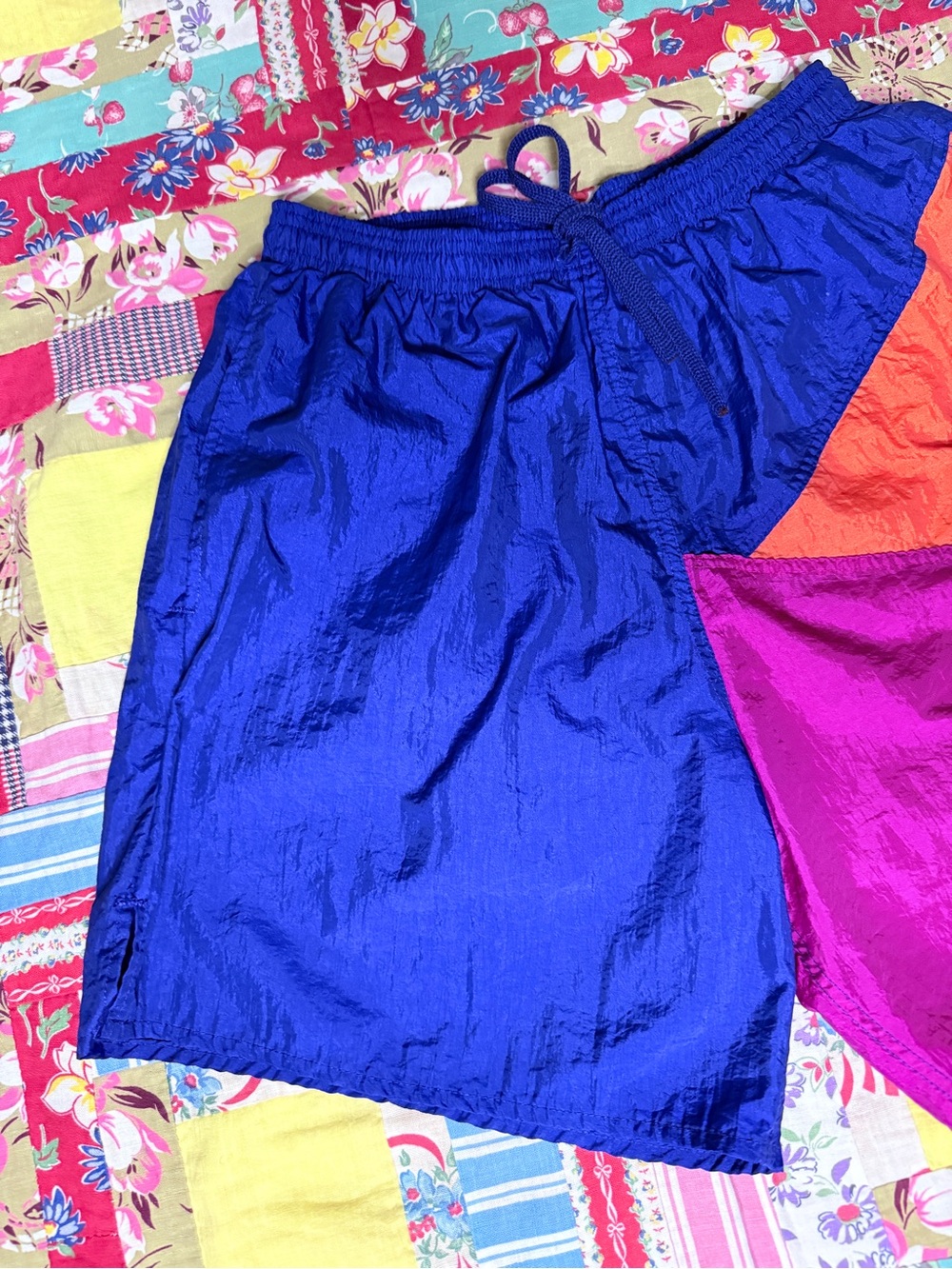 EUC Vintage 90s Umbro Soccer Shorts in Blue, Orange, Magenta - Size Medium - Picture 8 of 12